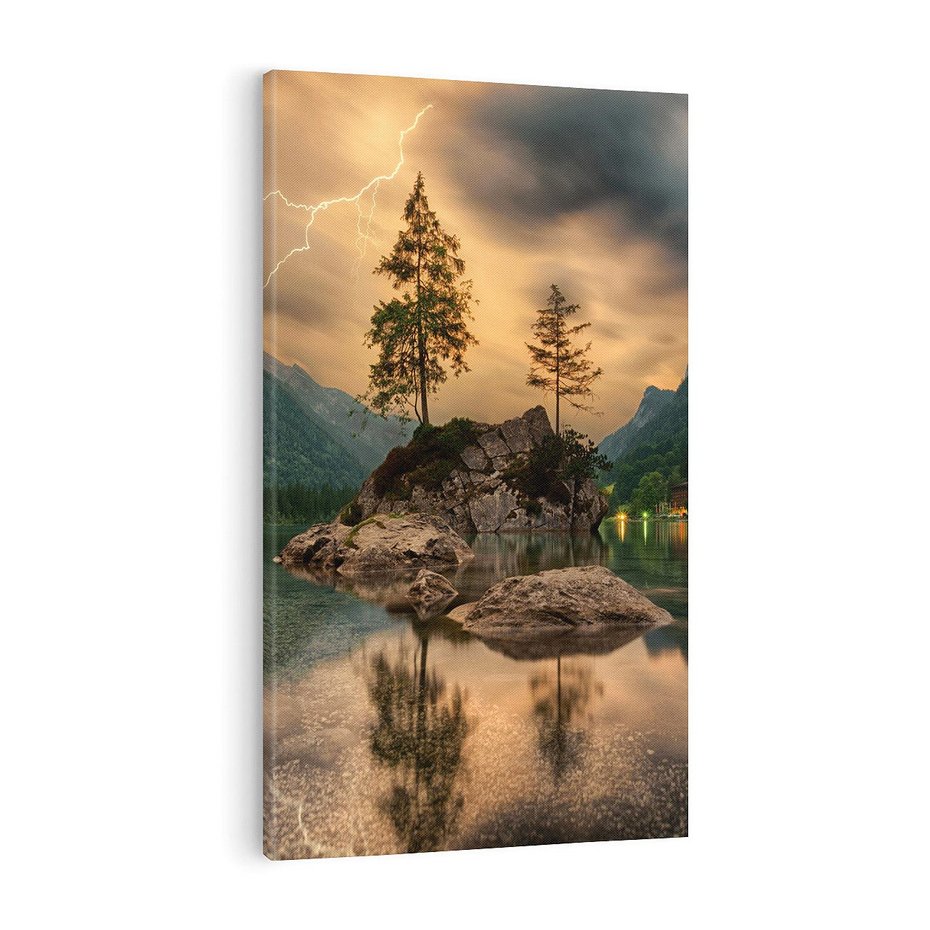 Obraz na płótnie 50x70 - Jezioro Górskie - Spotkanie z Naturą - jezioro, góry