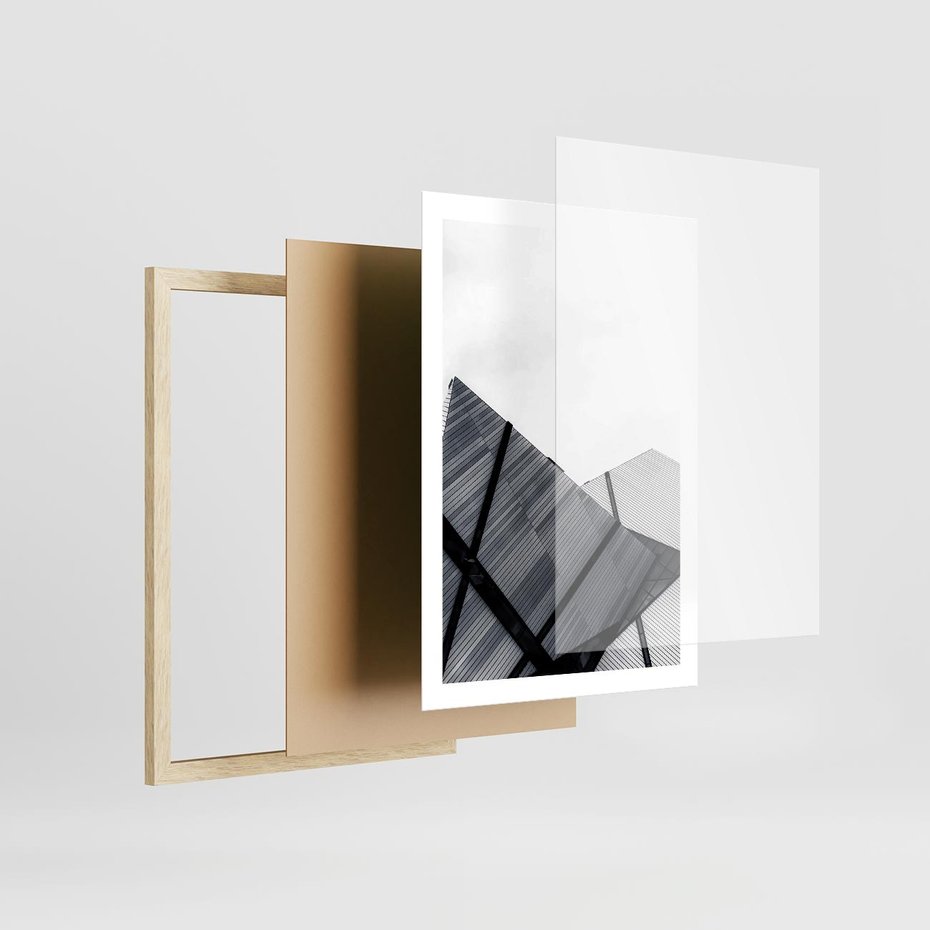 Plakat w ramie 50x70 - Nowoczesna Metropolia - architektura, proste linie - rama drewno