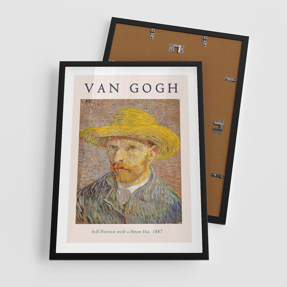 Plakat w ramie 50x70 - Autoportret van Gogha - van gogh, autoportret - rama czarna