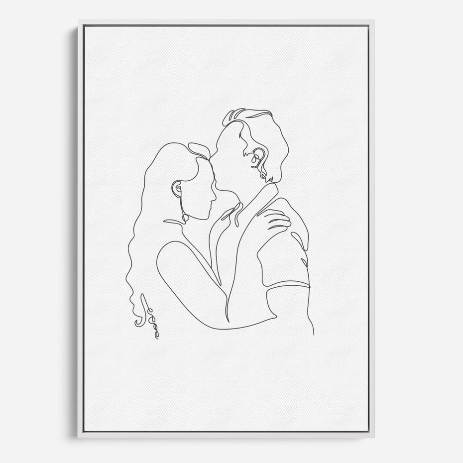 Obraz w ramie 50x70 - Wewnętrzne Emocje - para zakochanych, kobieta i mężczyzna - rama biała