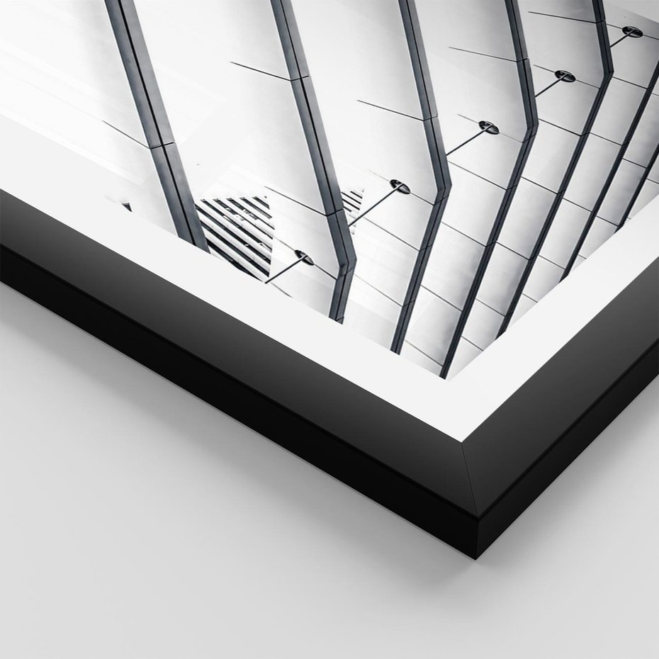 Plakat w ramie 50x70 - Czarno-Biała Fotografia Architektury - nowoczesna architektura, bialo czarny - rama czarna