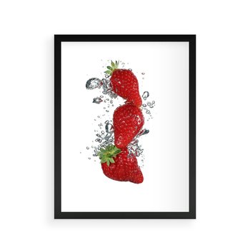 Plakat w ramie 50x70 - Aromatyczne truskawki w pełnym rozkwicie - truskawki, owoce - rama czarna
