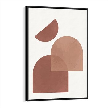 Obraz w ramie 50x70 - Harmonijne Widoki - abstrakcyjne geometryczne kształty, odcienie brązu i beżu - rama czarna