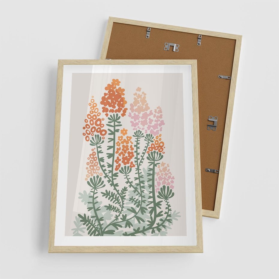 Plakat w ramie 50x70 - Kwiatowe Uniesienia - kwiaty polne, plakat - rama drewno
