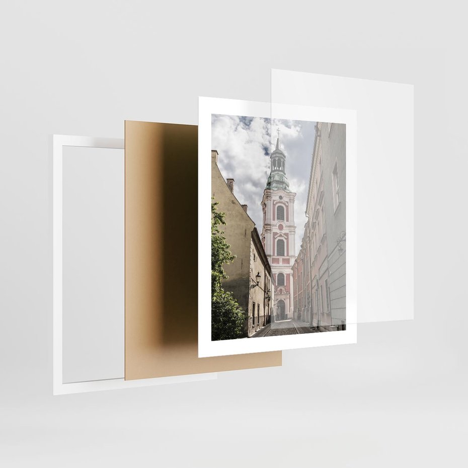 Plakat w ramie 40x50 - Magia perspektywy uliczki - uliczka, perspektywa - rama biała