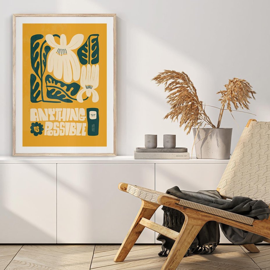 Plakat w ramie 30x40 - Impulsy Harmonii - kwiaty, nowoczesny plakat - rama drewno