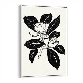 Obraz w ramie 80x120 - Spojrzenie w kształty kwiatów - kwiaty magnolii, minimalizm - rama biała