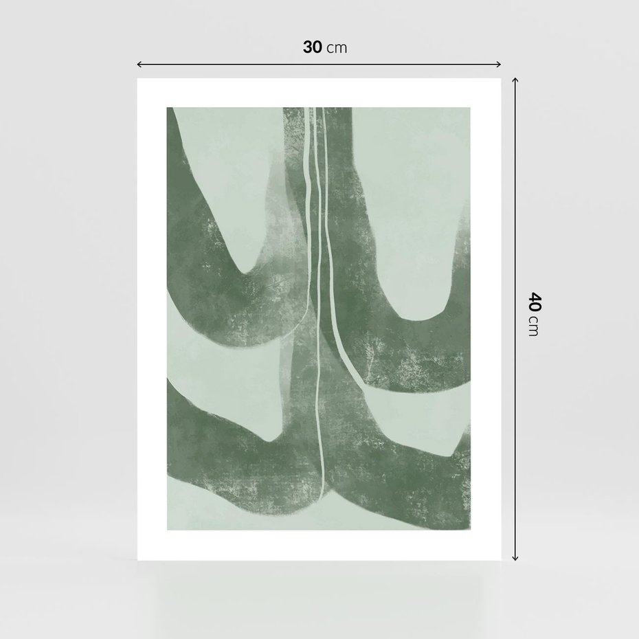 Plakat bez ramy 30x40 - Nurtująca Kompozycja Zieleni - abstrakcyjne delikatne zielone linie, podobne do gałęzi kwiatów