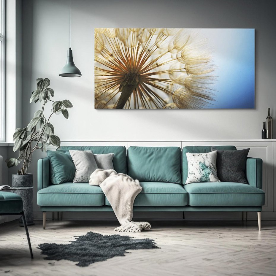 Obraz na płótnie 120x60 - Delikatny dmuchawiec w pełnym rozkwicie - dmuchawiec, kwiat