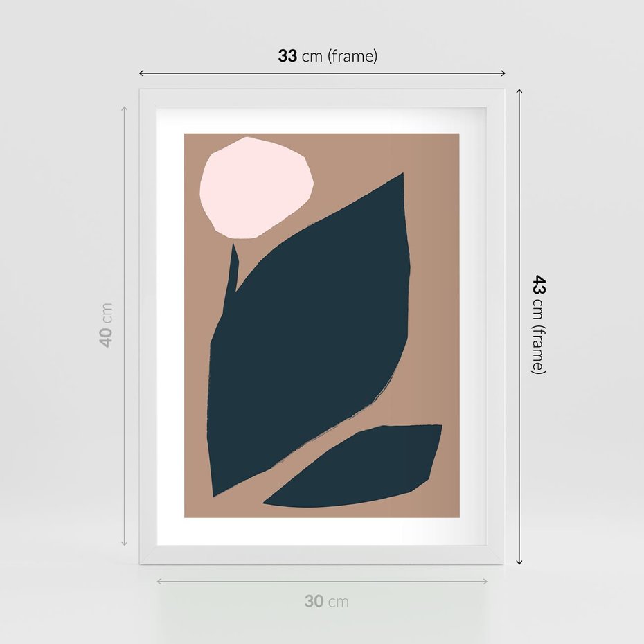 Plakat w ramie 30x40 - Rozkwitająca Wolność Boho - abstrakcyjny obraz, plakat - rama biała