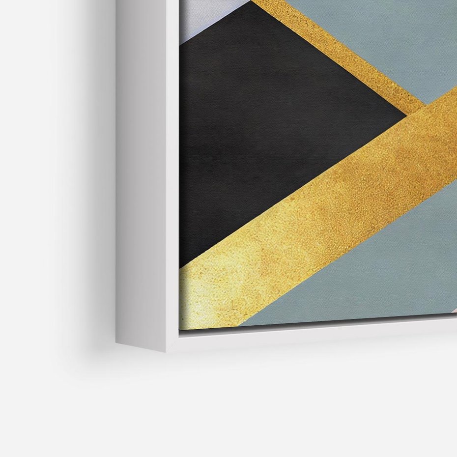 Obraz w ramie 50x50 - Geometryczne Elementy - geometryczne kształty, elementy złota - rama biała