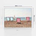 Obraz w ramie 100x70 - Letnia retro bajka - fotografia, pasiaste leżaki - rama biała