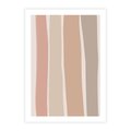 Plakat bez ramy 21x30 - Tęczowa Zgaszona Aura - abstakcyjne tęczowe pasy, delikatne odcienie beżu