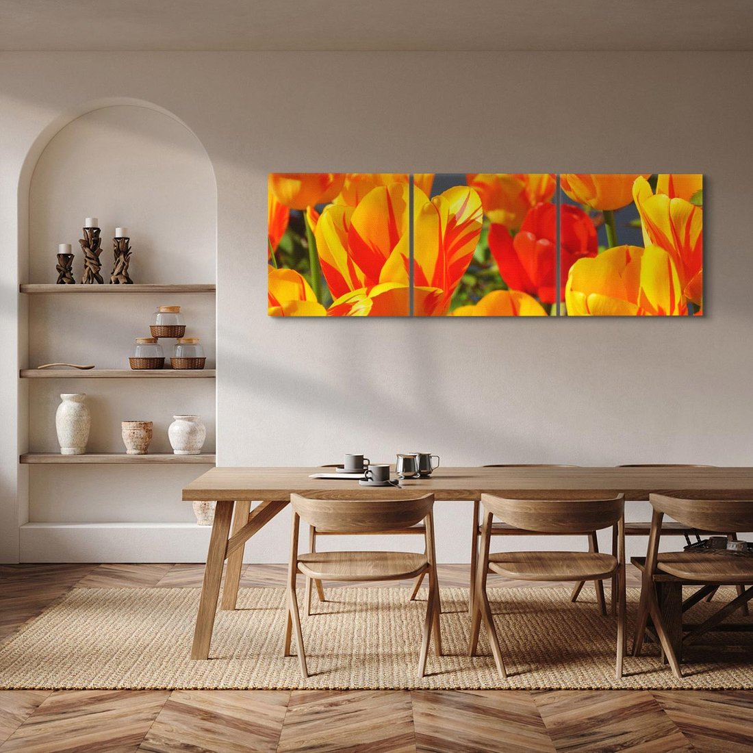 Obraz na płótnie 150x50 - Kwiatowa Harmonia - kwiaty, kwiat