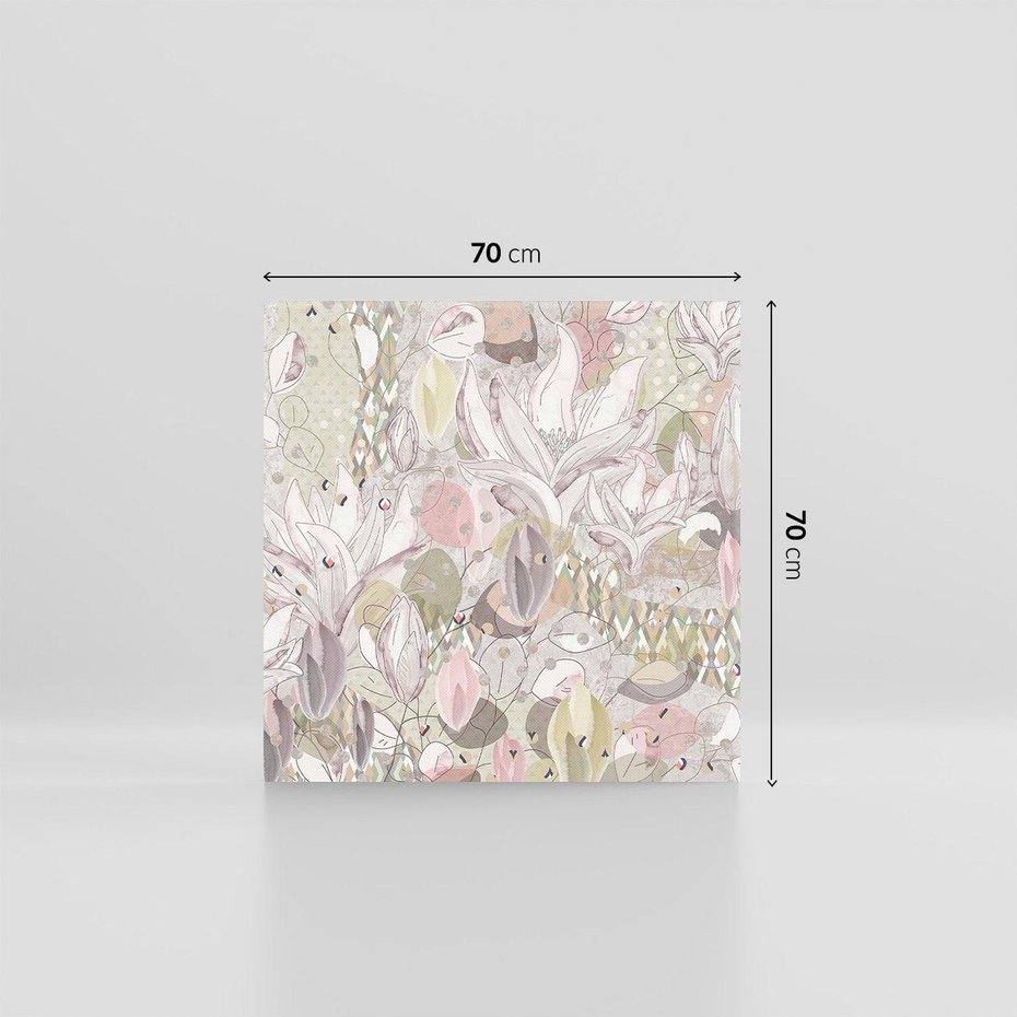 Obraz na płótnie 70x70 - Pejzaże zatajonej duszy - połączenie tekstur, roślinne motywy