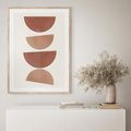 Plakat w ramie 40x50 - Abstrakcyjne Widzenia - abstrakcyjne geometryczne kształty, odcienie brązu i beżu - rama drewno