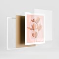 Plakat w ramie 40x50 - Przenikające Kształty - minimalistyczny plakat, pudrowe kwiaty - rama biała
