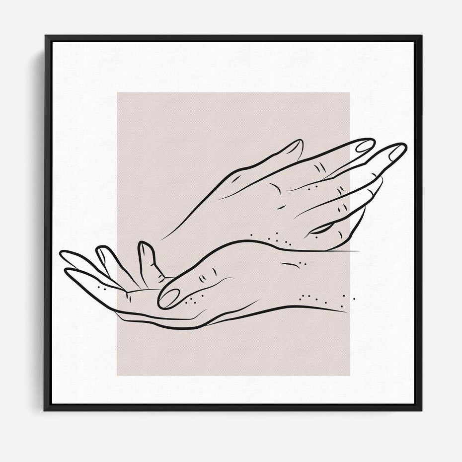 Obraz w ramie 50x50 - Wibracje Nieprzewidywalnych Form - bogo plakat, dłonie - rama czarna