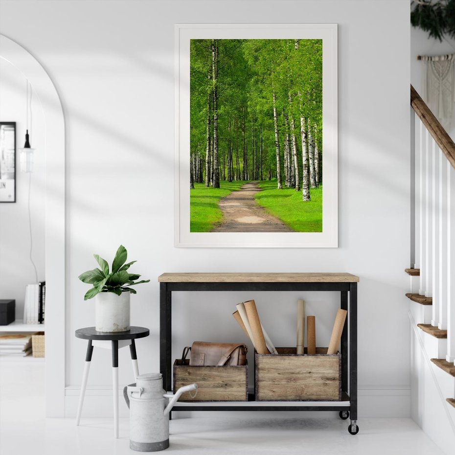 Plakat bez ramy 40x50 - Spacer Ścieżką w Urokliwym Lesie - las, ścieżka