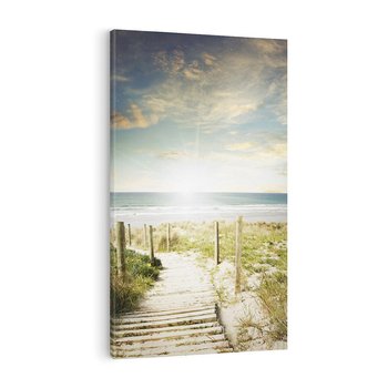 Obraz na płótnie 70x100 - Błękitne morze na pomostach - morze, pomost