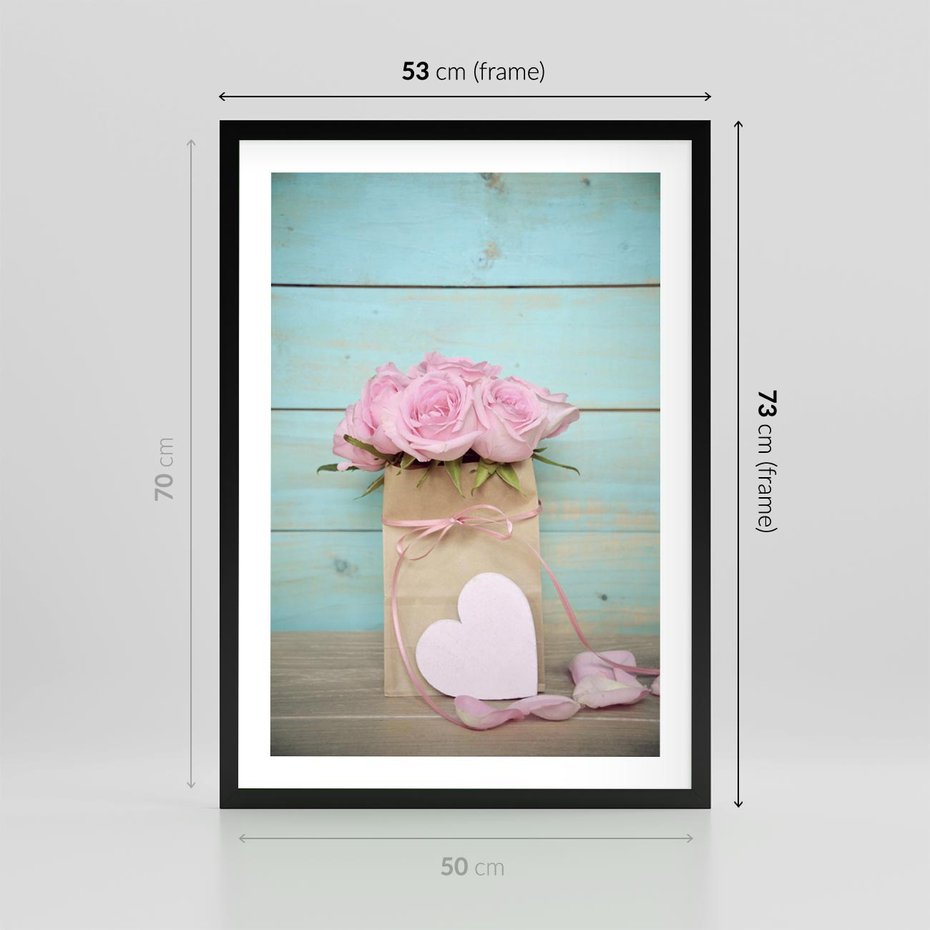Plakat w ramie 50x70 - Uczucie W Pełnym Rozkwicie - kwiaty, romantyczne - rama czarna