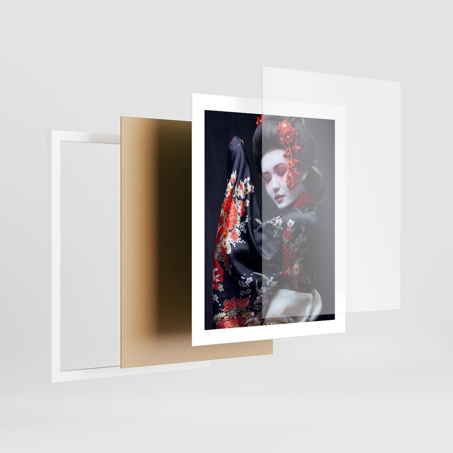 Plakat w ramie 40x50 - Elegancka japońska gejsza - japońska, gejsza - rama biała