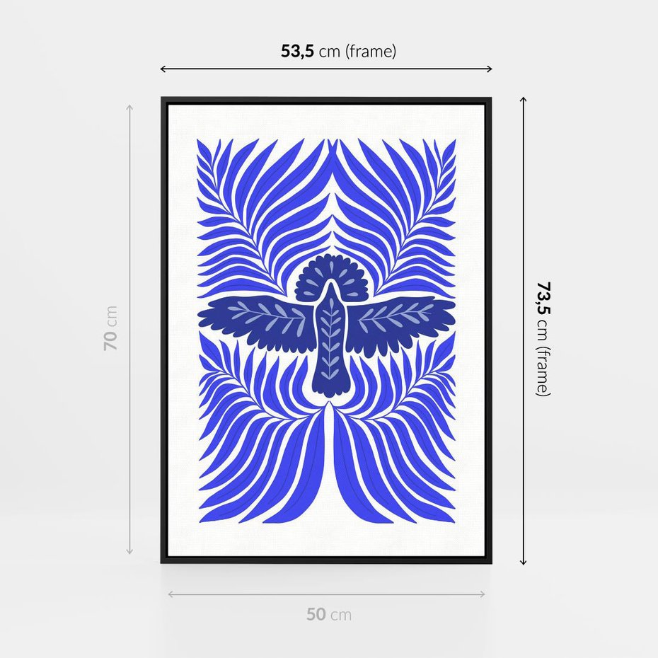 Obraz w ramie 50x70 - Etniczne Rekwizyty - etniczne roślinne wzory, granat - rama czarna