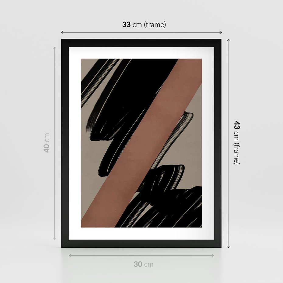 Plakat w ramie 30x40 - Mroczne Refrakcje - abstrakcja, czarne splatane linie - rama czarna