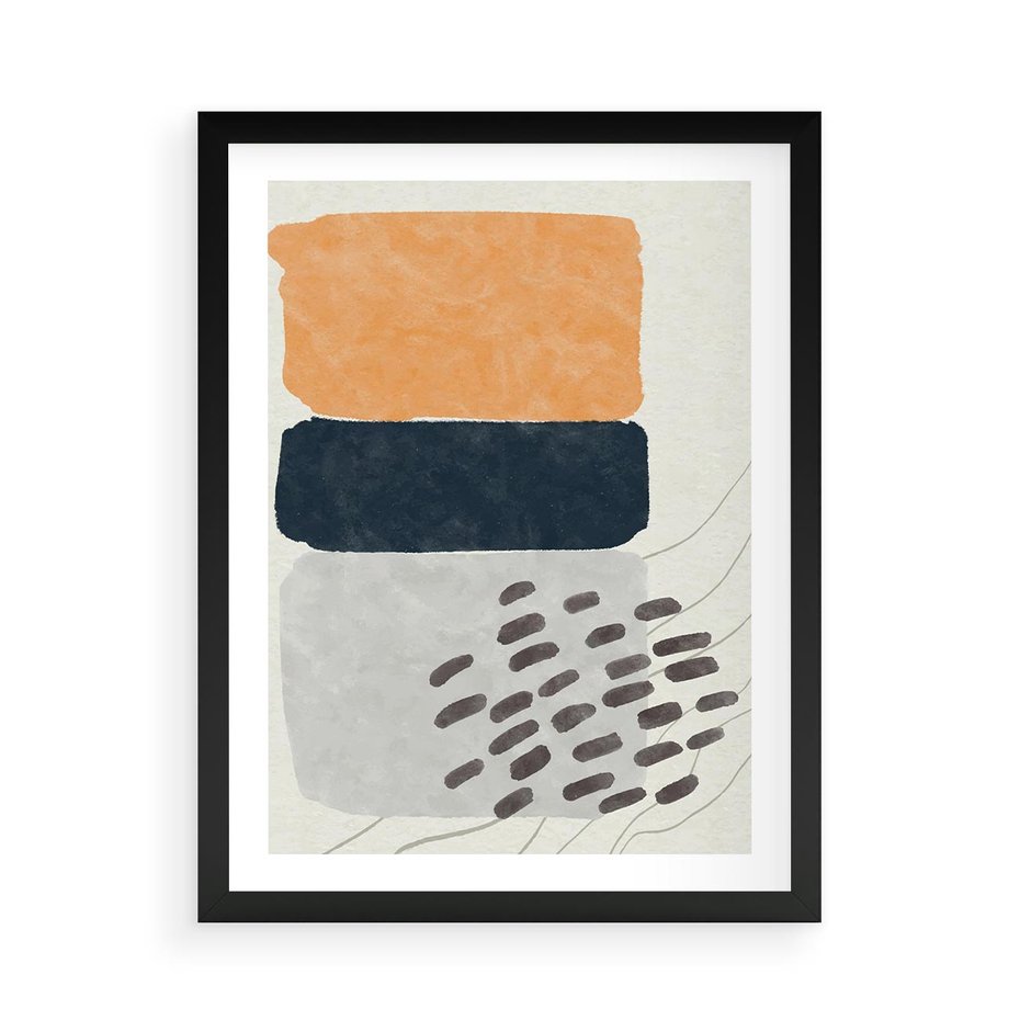 Plakat w ramie 50x70 - Impulsy Podróżnych Marzeń - geometryczne elementy, stonowane kolory - rama czarna