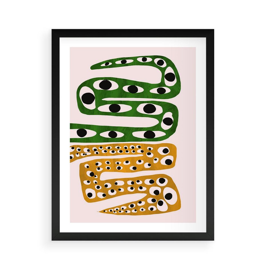 Plakat w ramie 50x70 - Mroczne Wypaczenia - abstrakcyjny obraz, dziwne kształty - rama czarna