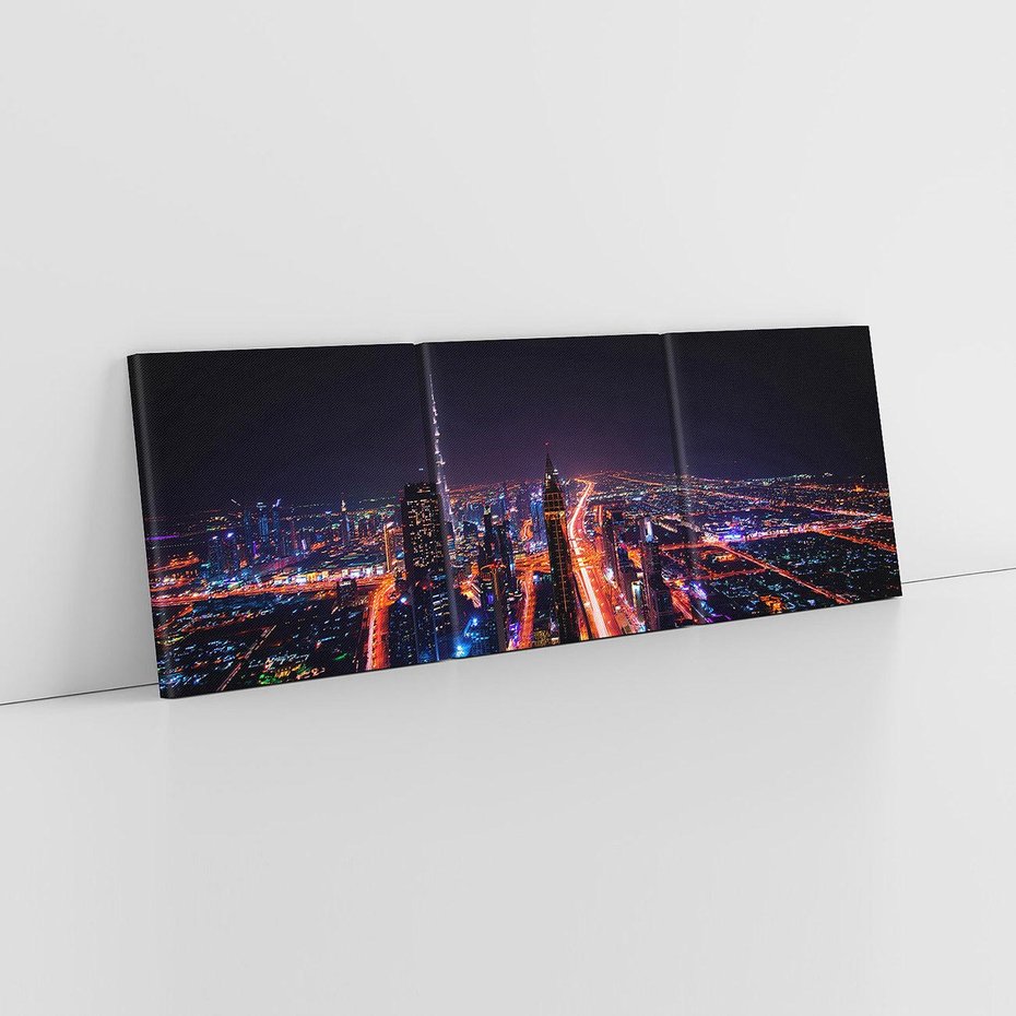 Obraz na płótnie 120x40 - Nocne oświetlenie miasta - miasto, noc