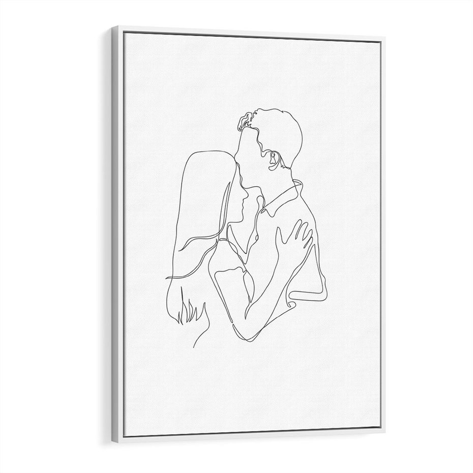 Obraz w ramie 70x100 - Bezgraniczne Przenikanie - para zakochanych, kobieta i mężczyzna - rama biała