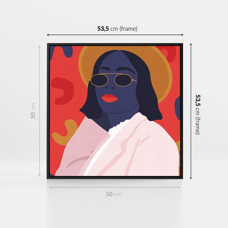 Obraz w ramie 50x50 - Kobieca Przenikliwość - nowoczesny plakat, styl retro - rama czarna