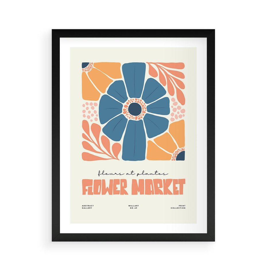 Plakat w ramie 50x70 - Rozbijające Widoki - kwiaty, nowoczesny plakat - rama czarna