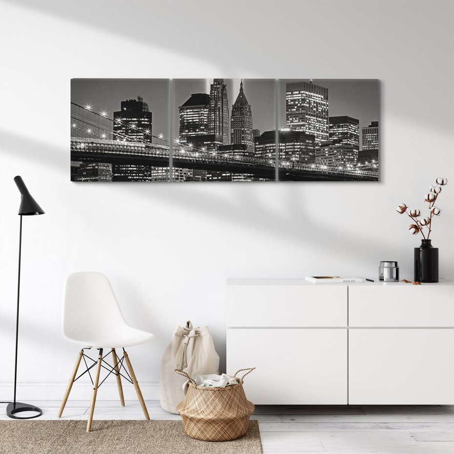 Obraz na płótnie 150x50 - Miasto ożywione nocą - miasto, noc