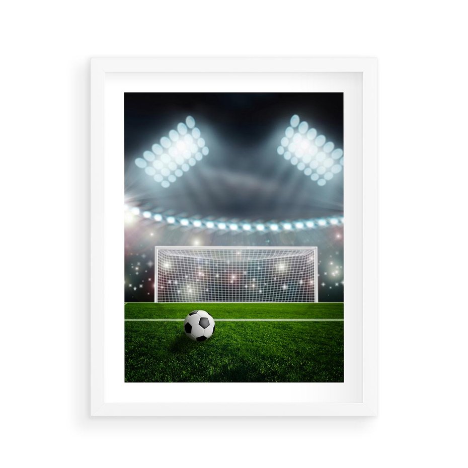 Plakat w ramie 40x50 - Strzał do bramki - piłka, nożna - rama biała