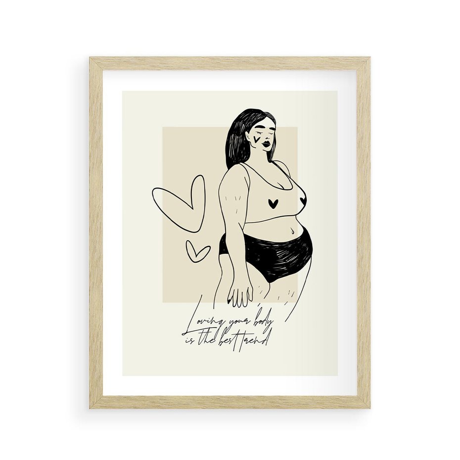 Plakat w ramie 40x50 - Moc to Ona - rysunek, sztuka nowoczesna - rama drewno