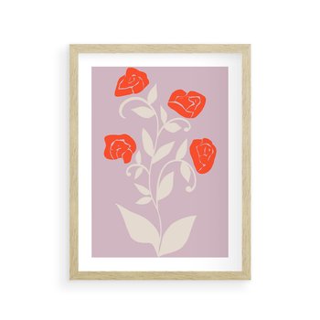 Plakat w ramie 30x40 - Migotliwe Widzenie Kwiatów - nowoczesny plakat, roślinne motywy - rama drewno