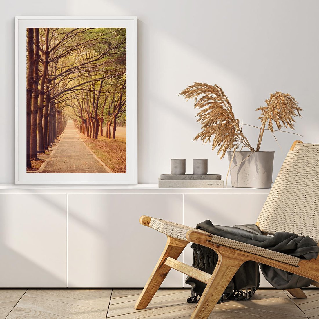 Plakat bez ramy 30x40 - Wędrówka między drzewami - droga, drzewa