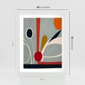 Plakat w ramie 40x50 - Harmonia Kolorowych Impulsów - abstrakcyjny obraz olejny, dziwne formy - rama biała
