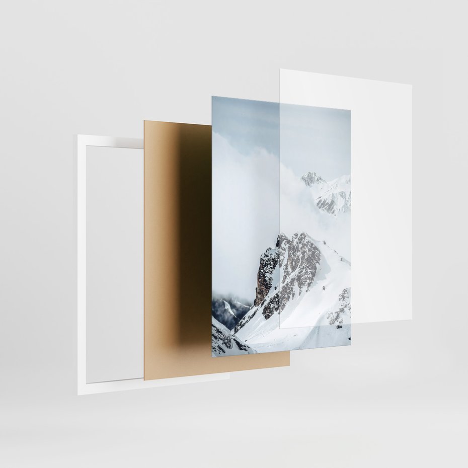 Zestaw obrazy w ramie 30x40 galeria - Retro, krajobraz, góry, zima, zamek - rama biała