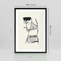 Plakat w ramie 50x70 - Minimalistyczny Urok - szkic, kobieta w bieliźnie - rama czarna