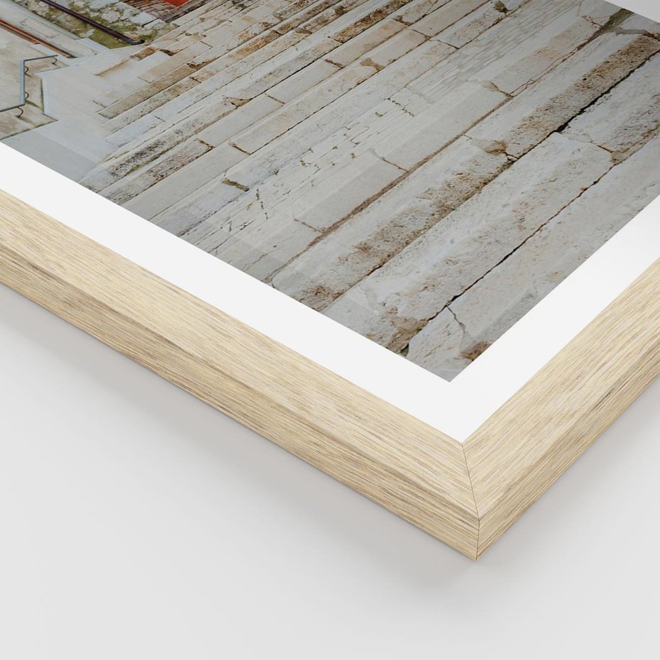 Plakat w ramie 30x40 - Schody we Włoskim Miasteczku - schody, śródziemnomorskie miasteczko - rama drewno