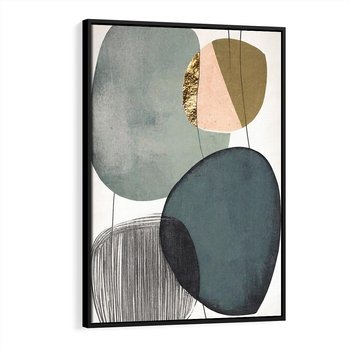 Obraz w ramie 70x100 - Przenikające Formy Duszy - abstrakcyjny obraz, geometryczne obłe formy - rama czarna