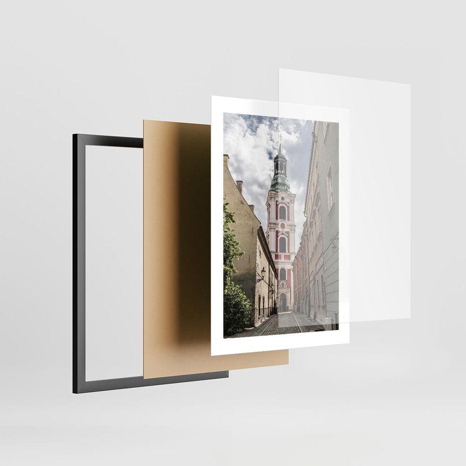 Plakat w ramie 30x40 - Magia perspektywy uliczki - uliczka, perspektywa - rama czarna