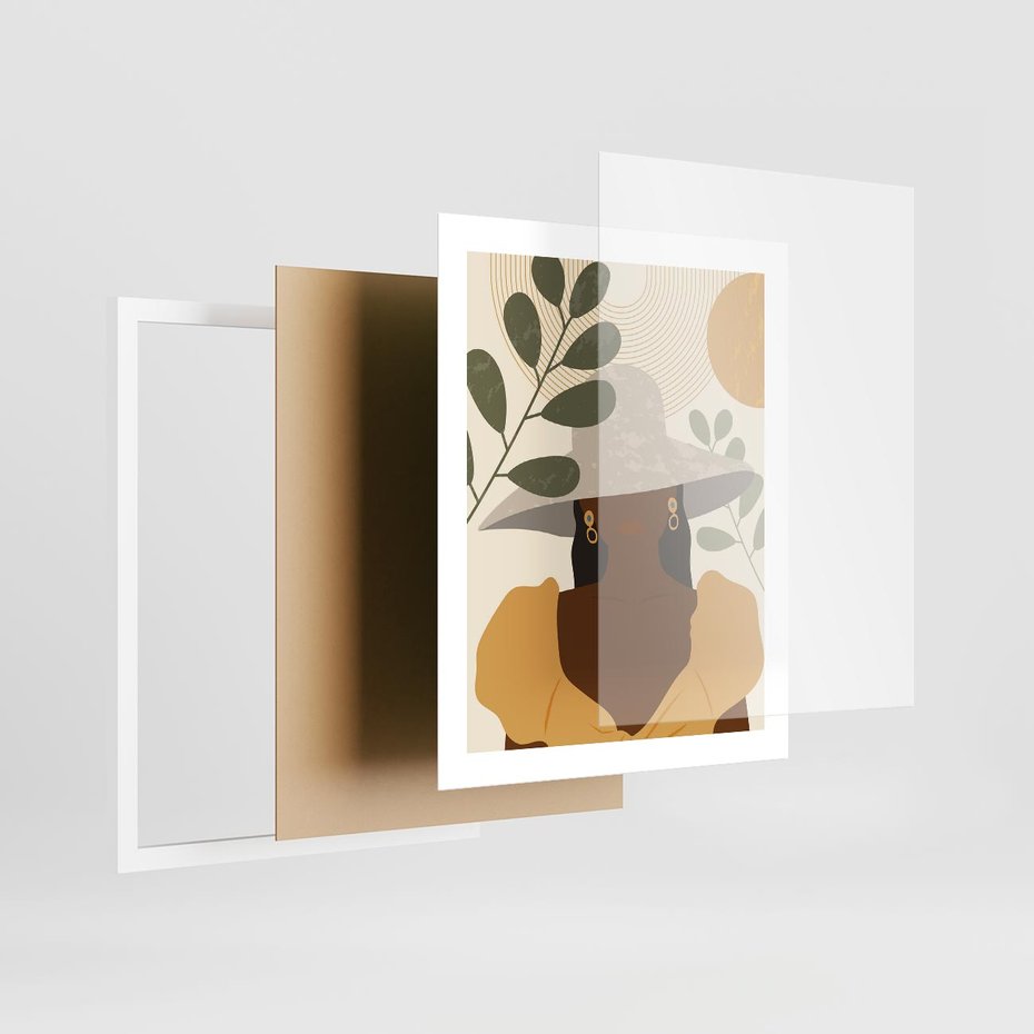 Plakat w ramie 40x50 - Grafika w Innowacyjnym Stylu - grafika, postać kobiety - rama biała