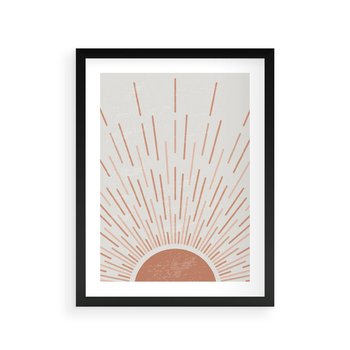 Plakat w ramie 50x70 - Słońce w Stylu Boho - słońce, grafika boho - rama czarna