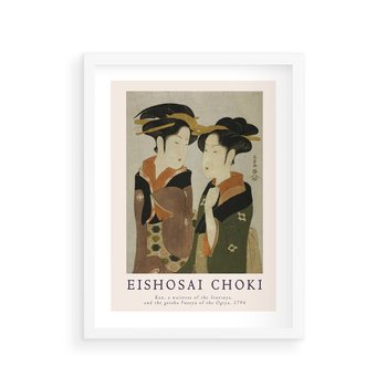 Plakat w ramie 50x70 - Reprodukcja Japońskiej Grafiki - eishosai choki, reprodukcja grafiki - rama biała
