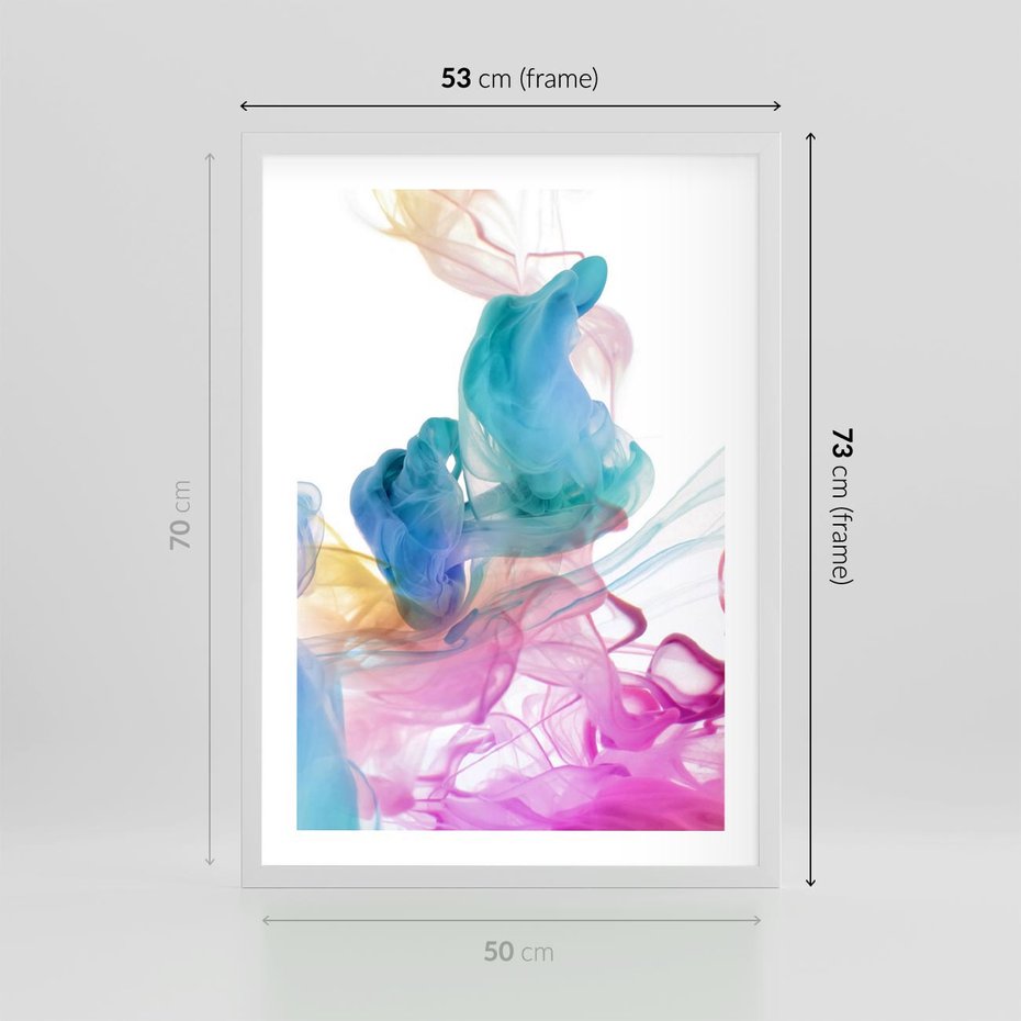 Plakat w ramie 50x70 - Abstrakcyjne Pastelowe Piękno - abstrakcja, pastelowe - rama biała