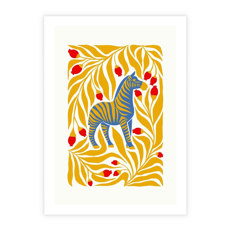 Plakat bez ramy 30x40 - Zebra w Nowoczesności - abstrakcyjna nowoczesna grafika, pośrodku zebra